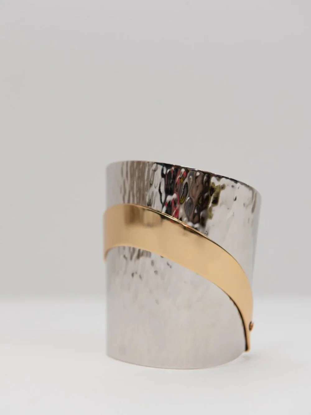 Vintage Napier Two-Tone Gold & Silver Tone Wide Cuff Bracelet Statement Jewelry